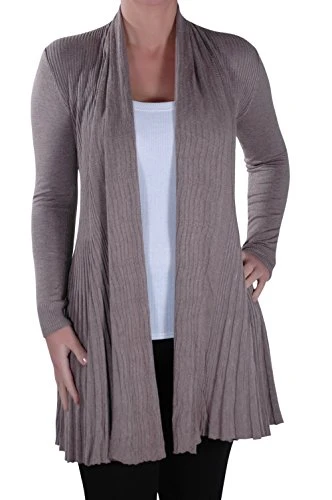 - Ladies Open Front Knitted Waterfall Gillet Womens Cardigan One Size Grey