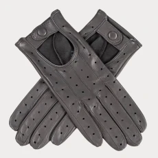 Ladies Pewter Grey Italian Leather Driving Gloves Ladies Pewter Grey Italian Leather Driving Gloves