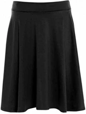 Ladies Plain Printed Swing Skater Midi Skirt Black 16 Ladies Plain Printed Swing Skater Midi Skirt Black 16