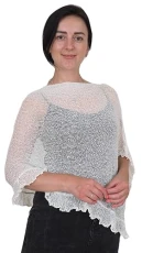 Ladies Plain Stretch Lace Fish Net Bali Crochet Batwing Frill Small Poncho