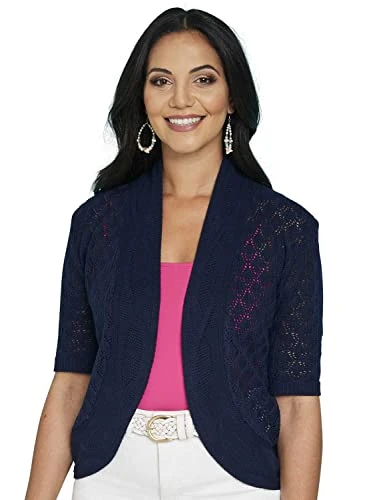 Ladies | Pointelle Shrug | Navy