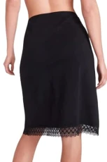 Ladies Premium Slip Long Midi Skirt Frill Lace Design Bodycon Underwear Skirt For Women - Black (20)