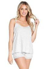 Ladies Pyjamas, Cotton Women’s Nightwear S-XL, 2 Piece Ladies Pjs Set (Grey, S)