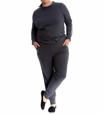 Ladies Pyjamas Lounge Wear Sets For Women UK Side Stripe Long Sleeve Sweatshirt Cuffed Trousers Tracksuits Women's Nightwear Gym Sets For Women Loungewear Set Charcoal 20
