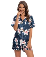 Ladies Pyjamas Set Satin Long Sleeve & Long Bottom Sleepwear Comfy Soft Button Down Pjs Loungewear Nightwear for Women Girls Ladies Pyjamas Set Satin Long Sleeve & Long Bottom Sleepwear Comfy Soft Button Down Pjs Loungewear Nightwear for Women Girls