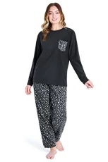 Ladies Pyjamas Set, Womens Loungewear Pyjamas, Comfy Warm Soft PJs for Women Sets (L, Leopard Print)