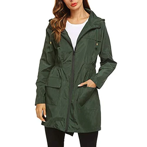 Ladies Rain Jacket Trench Coats For Women Ladies Raincoat Packable Rain Jacket Lightweight Waterproo