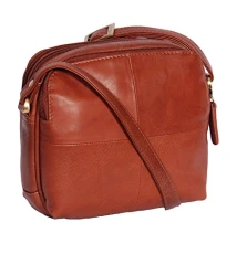 Ladies Real Leather Cross Body Bag Womens Organiser Shoulder Bag 'BARI' BROWN 19x17x9cm Ladies Real Leather Cross Body Bag Womens Organiser Shoulder Bag 'BARI' BROWN 19x17x9cm