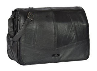 Ladies Real Leather Large Cross Body Organiser Messenger Shoulder Bag HOL975 Black