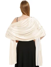 Ladies Satin Scarf Wedding Shawls and Wraps Womens Silky Scarf Lightweight Evening Party Dresses Bride Bridemaid Scarf, Beige, One Size