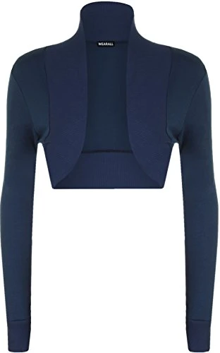 Ladies Shrug Long Sleeved Bolero Top Womens Navy Blue 10/12