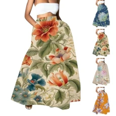 Ladies Skirts Elasticated Waist Floral Printed Tunic Half Bodies Dress Women's Skirt Gypsy Skirt with Pocket Long Hem Womens Summer Long Wrap Boho Pleated Skirts(A3 Khaki,S) Ladies Skirts Elasticated Waist Floral Printed Tunic Half Bodies Dress Women's Skirt Gypsy Skirt with Pocket Long Hem Womens Summer Long Wrap Boho Pleated Skirts(A3 Khaki,S)