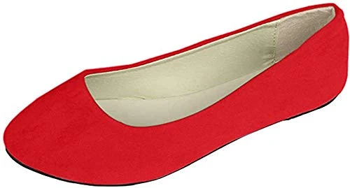 Ladies Slip On Flat Comfort Walking Ballerina Shoes Summer Loafer Flats,Red,EU 40