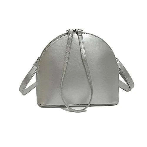 Ladies Small Shell Handbag Casual Bag Wristlets Handle Cross Body Shoulder Bag Silver