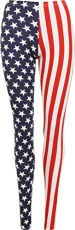 Ladies Stars and Stripes Leggings Womens Full Length USA - Blue - 12/14