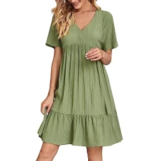 Ladies Summer Dress Pleated Casual Midi Dress Flowy Sun Beach Dresses for Women UK Short Sleeve V Neck Tiered Dress Tunic Shirt Dresses Ruched Modest Tee Dresses (GN1,L) Ladies Summer Dress Pleated Casual Midi Dress Flowy Sun Beach Dresses for Women UK Short Sleeve V Neck Tiered Dress Tunic Shirt Dresses Ruched Modest Tee Dresses (GN1,L)