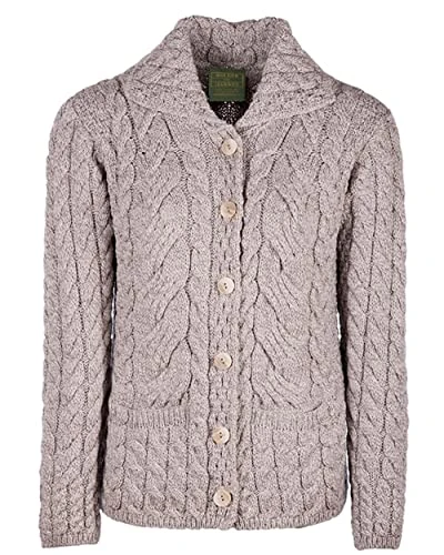 Ladies Supersoft Merino Wool Harrison Buttoned Cardigan - Marble Grey - X-Small (UK 6-8)