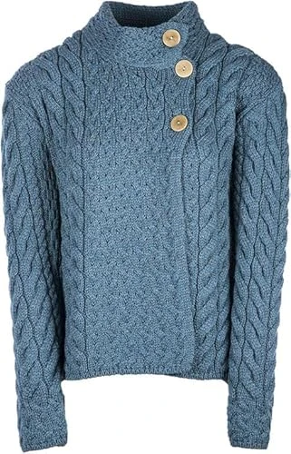 Ladies Supersoft Merino Wool Haymoor Jumper - Ocean Blue - Small (UK8-10)