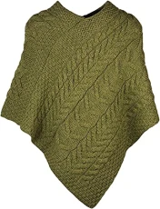 Ladies Supersoft Merino Wool Trentham Poncho - Meadow Green