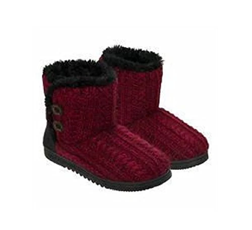 Ladies' Sweater Knit Bootie Cabernet Small (UK 3-4)