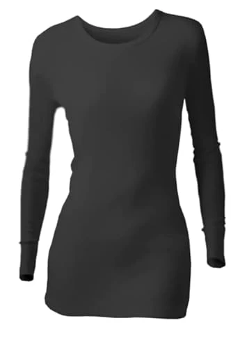 Ladies Thermal Underwear Long Sleeve Vest Top - Availiable in 2 Colours - 4 Sizes (S (8-10) Black)