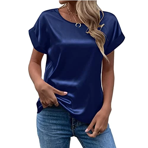 Ladies Tops, Women's Summer Tops Black Chiffon Blouses For Women Uk Women's T-Shirt Elegant Solid Ro