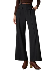 Ladies Trousers Wide Leg Work Pants with Pockets High Waist Casual Office Wear Pants Black XL Ladies Trousers Wide Leg Work Pants with Pockets High Waist Casual Office Wear Pants Black XL