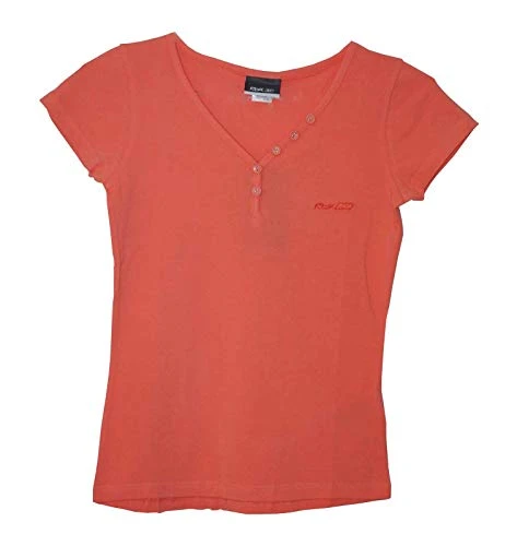 Ladies' V-Neck Button T-Shirt Salmon - L/40