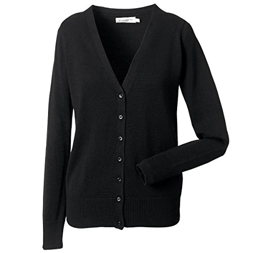 Ladies' V-Neck Knitted Cardigan, Black, X-Large