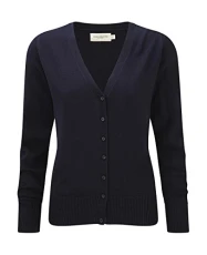 Ladies' V-Neck Knitted Cardigan, French Navy, XXS. 715F Ladies' V-Neck Knitted Cardigan, French Navy, XXS. 715F