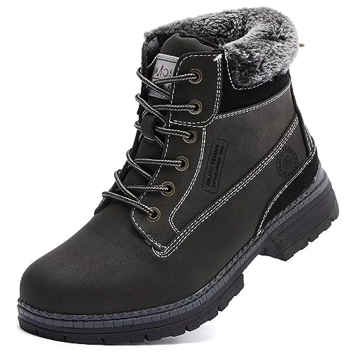 Ladies Walking Hiking Boots Womens Winter Snow Flat Ankle Fur Lined Boots Waterproof Trek