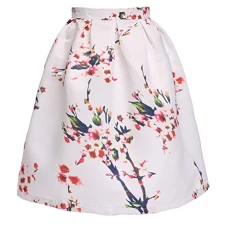 Ladies White Floral Pleated Summer Knee Length Skirt Holiday Beach Wear (UK 14/16 EU L) Ladies White Floral Pleated Summer Knee Length Skirt Holiday Beach Wear (UK 14/16 EU L)