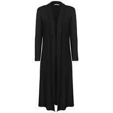 Ladies Women Long Sleeve Boyfriend Maxi Cardigan Plus Size UK 8-26 Black Ladies Women Long Sleeve Boyfriend Maxi Cardigan Plus Size UK 8-26 Black