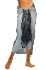 Ladies Women's Colourful Ombre Summer Beach Sarongs Skirts Cover ups-Grey/Black