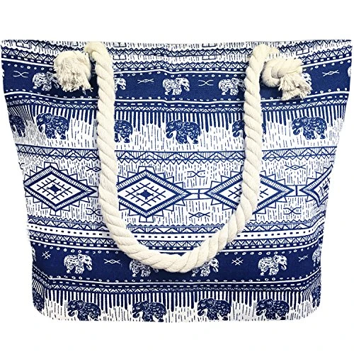 Ladies Womens Large Print Pattern Shoulder Canvas Tote Holiday Beach Bag