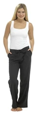 LADIES WOMENS LINEN CASUAL TROUSERS WITH POCKETS (12, Black) LADIES WOMENS LINEN CASUAL TROUSERS WITH POCKETS (12, Black)