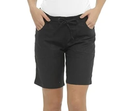 Ladies/Womens Casual Linen Cool Shorts, Perfect for Holidays/Summer/Beach (10, Black (4 Pockets))