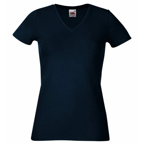 Ladies/Womens Lady-Fit V-Neck Short Sleeve T-Shirt (M) (Deep Navy)
