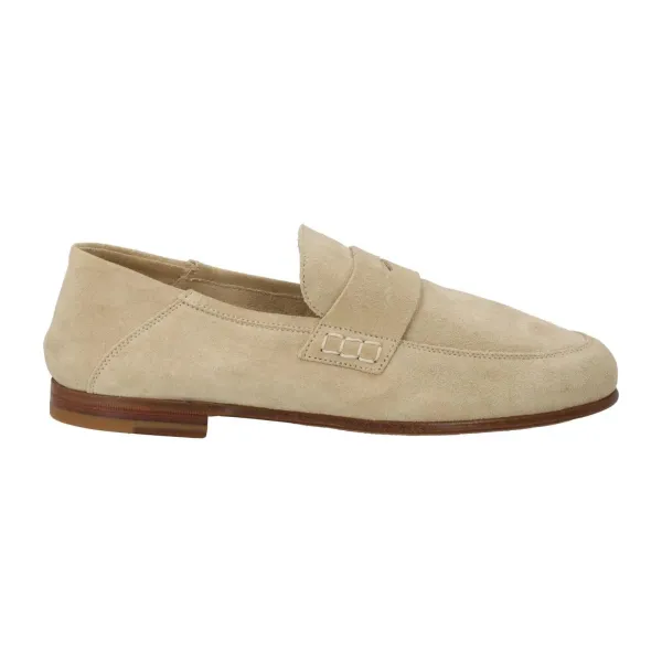 Lady Edward Suede Moccasin Shoes in Sand Beige