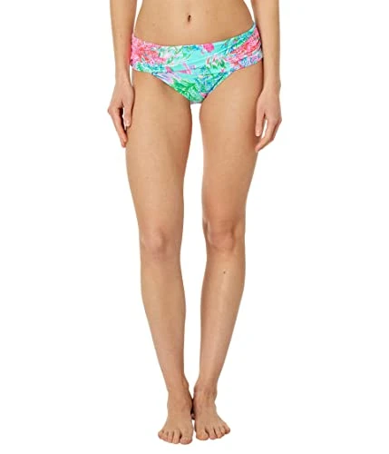Lagoon Sarong Hipster Bottom for Women - Shirred Waistband with Moderate Coverage, Stylish Bikini Bottoms, Celestial Blue Cay to My Heart, 12