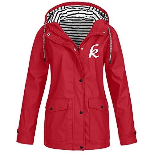 Lalaluka Jackets women's men's outdoor plain sportswear waterproof wind jacket Mante winter coat winter jacket cardigan sweat jacket, red, XXXXL