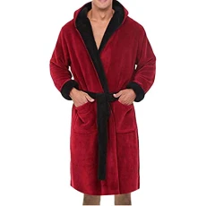 Lalaluka Men's Bathrobe Long Dressing Gown with Hood Plush and Cuddly Winter Extended Scarf Dressing Gown Sauna Gown Home Clothing Long Sleeve Robe Coat, A004, XXXXL