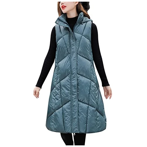 Lalaluka Women's Cotton Vest Plus Size Coat Vest with Hood Down Cotton Vest Cardigan Down Jacket Par