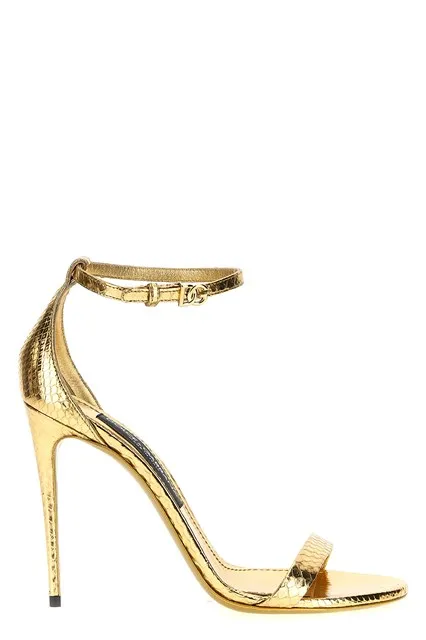 Laminated python sandals - Gold