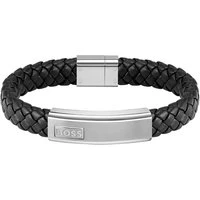 Lander Black Leather Bracelet