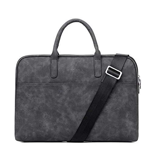 Laptop Shoulder Bag Sleeve Briefcase Case for 13-13.3 Inch Laptops/Macbook/Notebook/Chromebook with PU Leather Fabric and Carrying Strap Grey