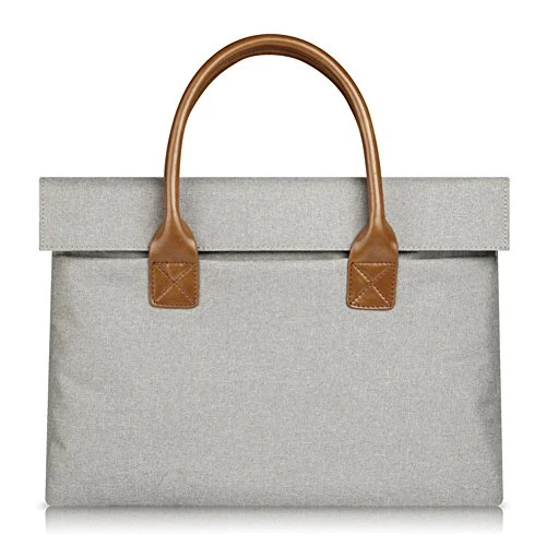 Laptop Tote Bag Nylon Classic Travel Business Computer Shoulder Bag Carrying Briefcase Handbag for 14Inch Laptop/Notebook/MacBook/Ultrabook/Tablet Light Grey