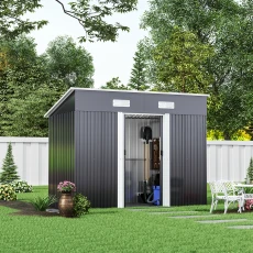 Large Black Galvanised Pent Roof Garden Shed