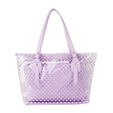 Large Capacity Bag for Women Summer Small Wave Dot Transparent Handheld One Shoulder Lace PVC Beach Bag Business Bags Ladies, purple, One Size