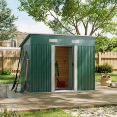 Large Green Galvanised Pent Roof Garden Shed